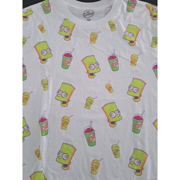 The Simpsons Bart Squishee T-Shirt Men’s Large White All Over Print Slurpee - Picture 4 of 6